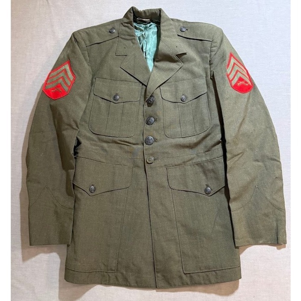 Vintage USMC Marine Corps Uniform Jacket Coat Sergeant Stripes Size 40S‎ Wool